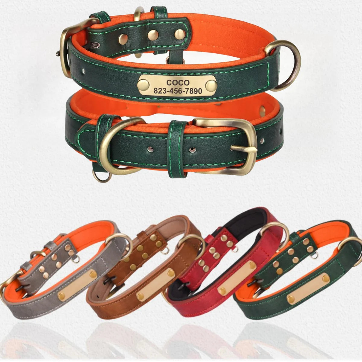 Customized Soft Padded Leather Dog Collar