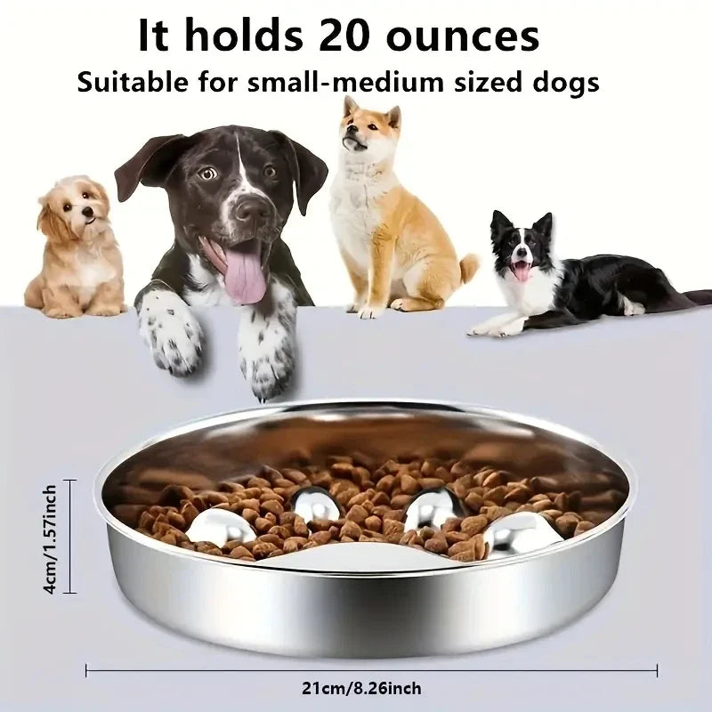 Premium Stainless Steel Choke Prevention Slow Food Pet Bowl