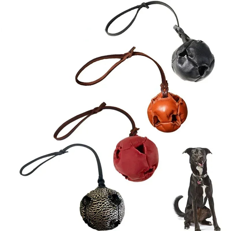 Leather Handle Dog Training Ball