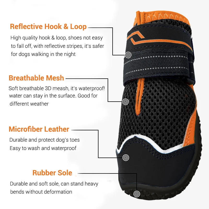 Premium High-Cut Reflective Waterproof Dog Paw Protector Boots