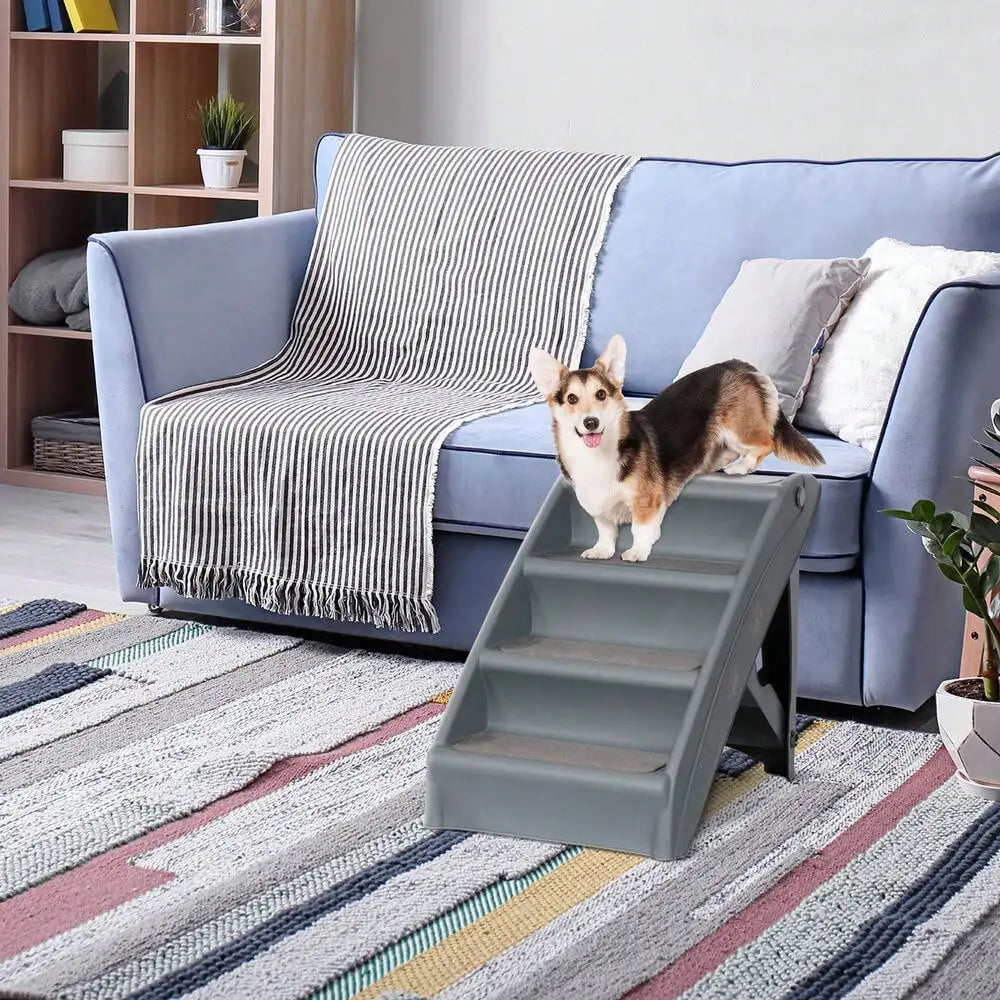 Foldable 4-Step Indoor-Outdoor Dog Stairs