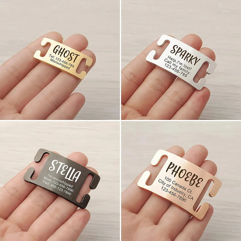 Custom Engraved Stainless Steel Pet Collar Slide-On ID Tag