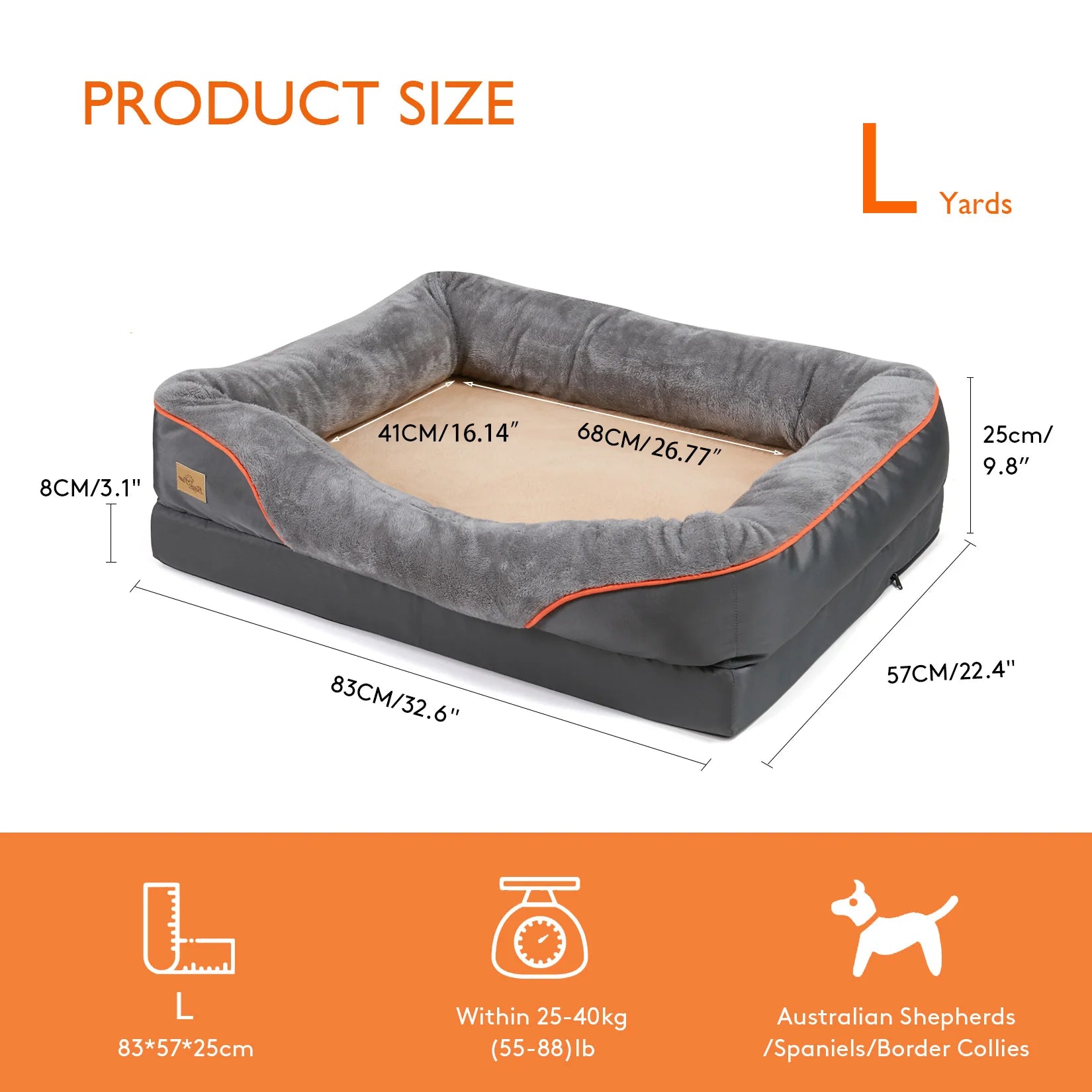 Cozy Comfortable Large Bolster Dog Bed