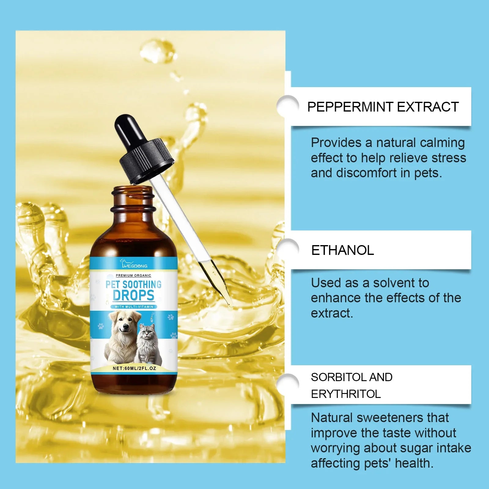 Premium Organic Pet Stress Relief Drops