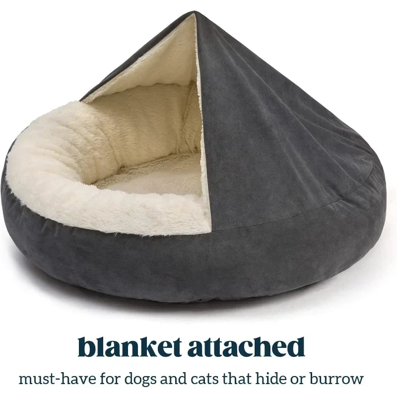 Plush Cozy Donut Cuddler Hooded Pet Bed