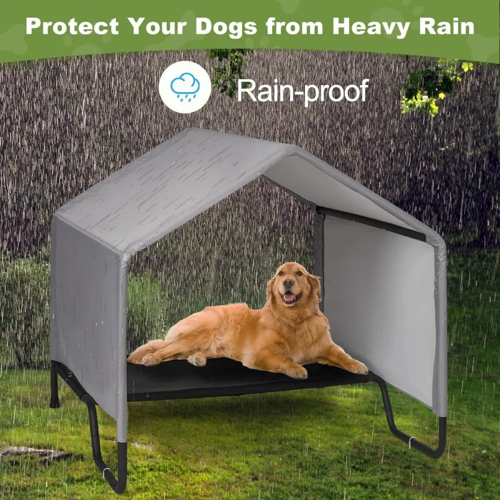 Modern Waterproof Elevated Outdoor Dog Bed w/Canopy